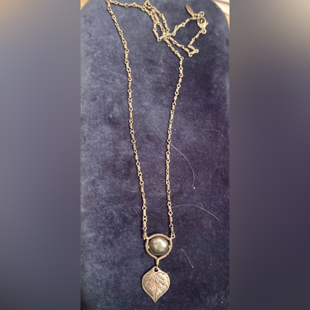 Tiffany & Co vintage, solid sterling silver & black pearl necklace
